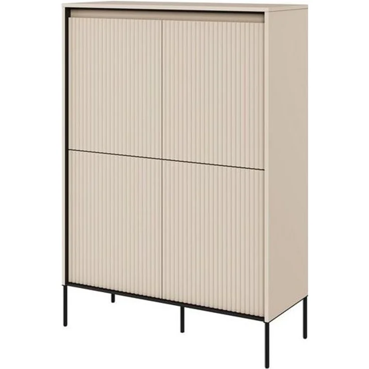 Compleo Kommode auf hohen Beinen FLORE, 4-türig, (acht Regale), gerifflete Front – Bild 4