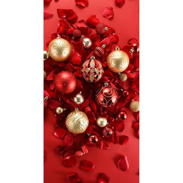 Valery Madelyn Weihnachtskugeln 40er Set Rot Gold Aufhänger – Bild 6