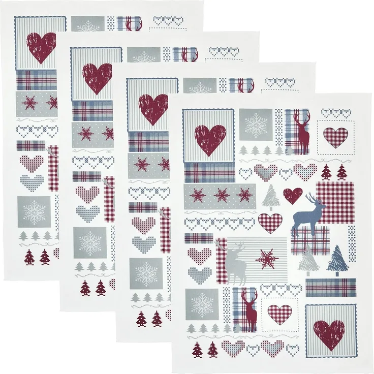 Erwin Müller Geschirrtuch Geschirrtuch 4er-Pack, Baumwolle Motiv