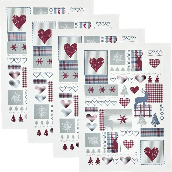 Erwin Müller Geschirrtuch Geschirrtuch 4er-Pack, Baumwolle Motiv – Bild 1