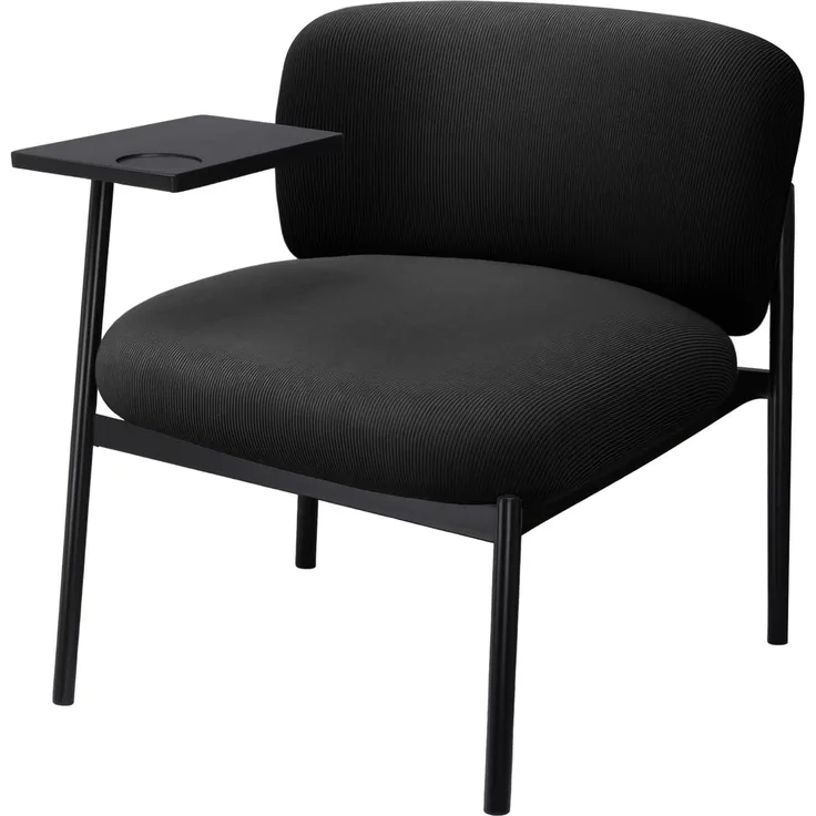 COMHOMA Loungesessel Sessel Relaxsessel Ohrensessel modern, Polsterstuhl mit Metallbeinen, Einzelsofa für Wohnzimmer/Schlafzimmer/Garten, Schwarz