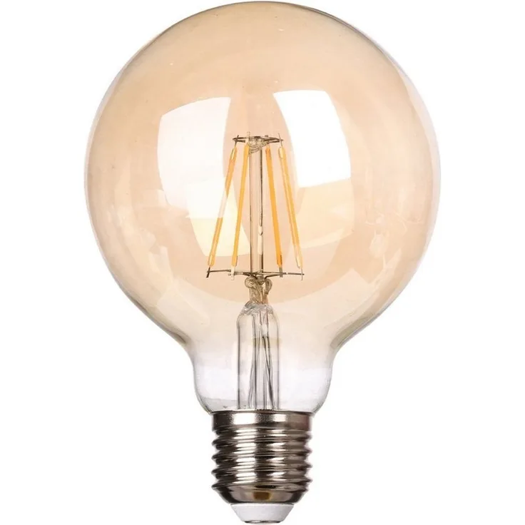 TRANGO LED-Leuchtmittel, E27003 LED E27 2500 Kelvin warmweiß Gold farbig - 4 Watt - 400 Lumen, Filament G95 Lampe, Amber Vintage Glühbirne, LED Edison Retro Leuchtmittel G95 Abstrahlwinkel 360°, 1 St.