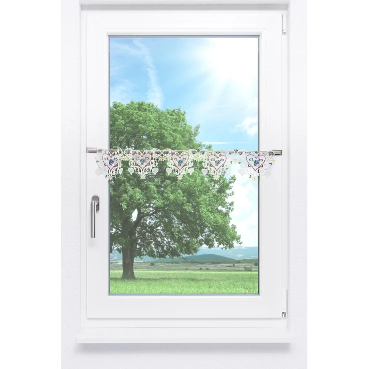 Scheibengardine Plauener Spitze - Herzallerliebst (Bx H) 128cm * 12cm rosa/Rosa – Bild 1