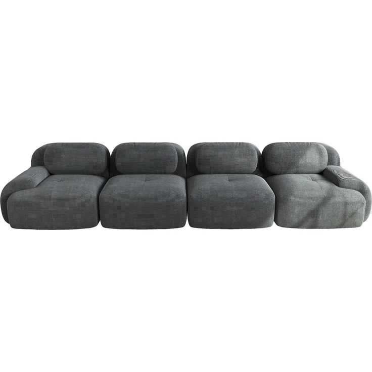 4-Sitzer-Sofa aus weichem Cordstoff,32D hochelastische Polsterung haustierfreundlich und ergonomisch vakuumverpackt frei kombinierbar ohne Montage für Schlafzimmer und Büro,Cordstoff,Grey, – Bild 4