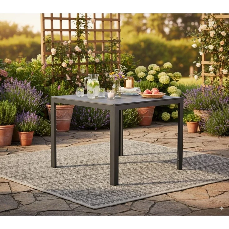 Aluminium Gartentisch Beistelltisch Esstisch Balkontisch Non-Wood Platte 80x80cm – Bild 2