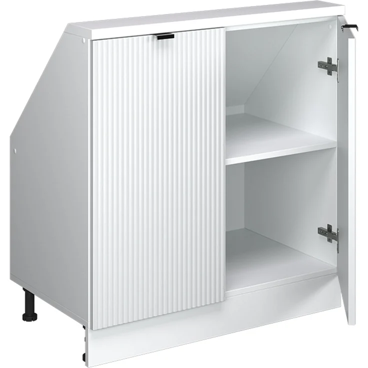 Küchenschrank für Dachschrägen R-Line Weiß Riffel 80 cm mit 2 Türen Vicco – Bild 3