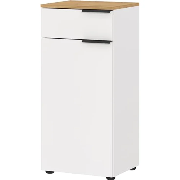 Germania Schrank 6005-633 GW-MENEN, in Weiß/Navarra-Eiche-Nb, mit Schubladen- und Türdämpfung, FSC-Zertifiziert, 39 x 85 x 34 cm (BxHxT) – Bild 1