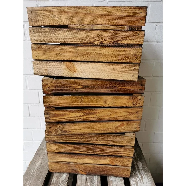 Obstkiste Weinkiste Holzkiste vintage geflammt 50x40x30 cm im 12er SET – Bild 4