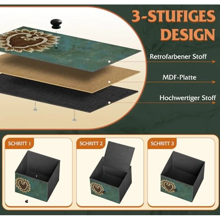 WLIVE Kommode mit 5 Schubladen aus Stoff, Kommodenschrank für Schlafzimmer, Kommode Wohnzimmer, mit Stabiler Stahlrahmen, Bohemien – Bild 8
