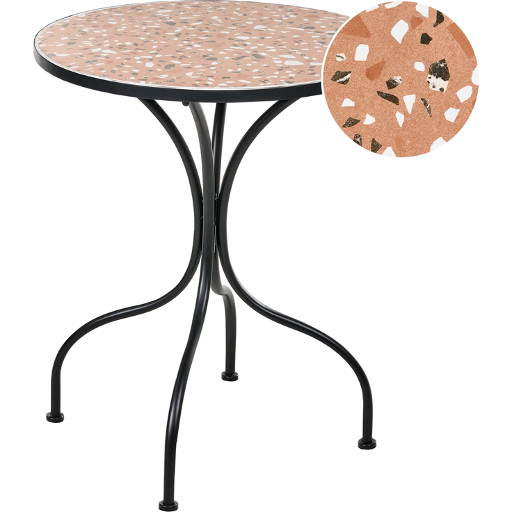 Outdoor Bistrotisch ADRANO 60 cm 60 cm Metall Terrazzo Optik Orange