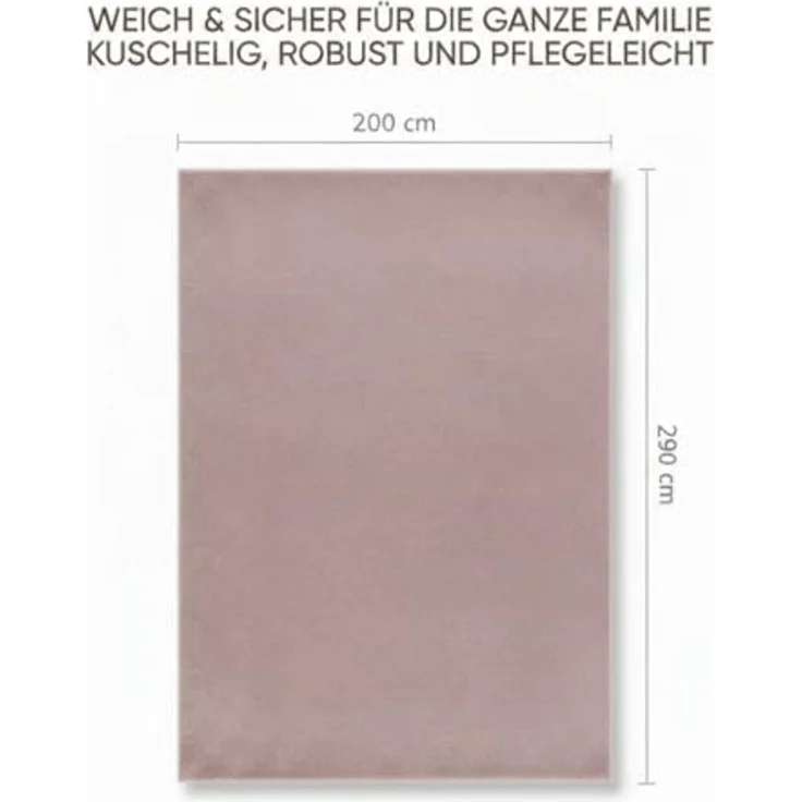 Jimri Moderner Teppich Wohnzimmer – Weich, Strapazierfähig & Pflegeleicht – Einfarbig Rosa, Rund & Rechteckig – Hochwertige Verarbeitung – Oeko-TEX Zertifiziert – Rosa, Rechteckig 200x290 cm – Bild 2
