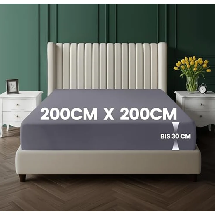Utopia Bedding - Spannbettlaken 200x220cm Bis 30 cm - Grau - Oeko-Tex Zertifiziertes - Gebürstete Mikrofaser Spannbetttuch – Bild 2
