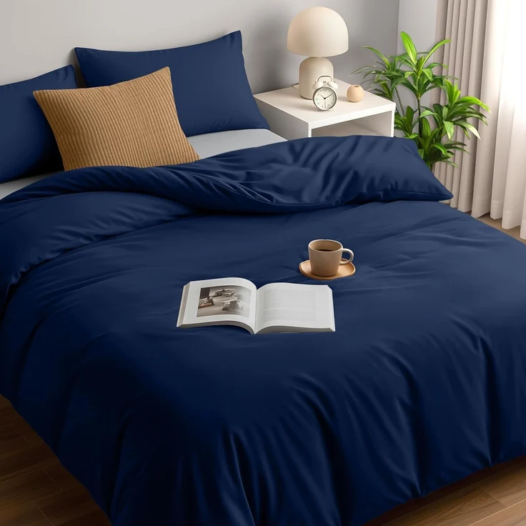 Utopia Bedding Bettwäsche Set - Mikrofaser Bettbezug 230x220 cm + 2 Kissenbezüge 50x75 cm - Marineblau – Bild 1