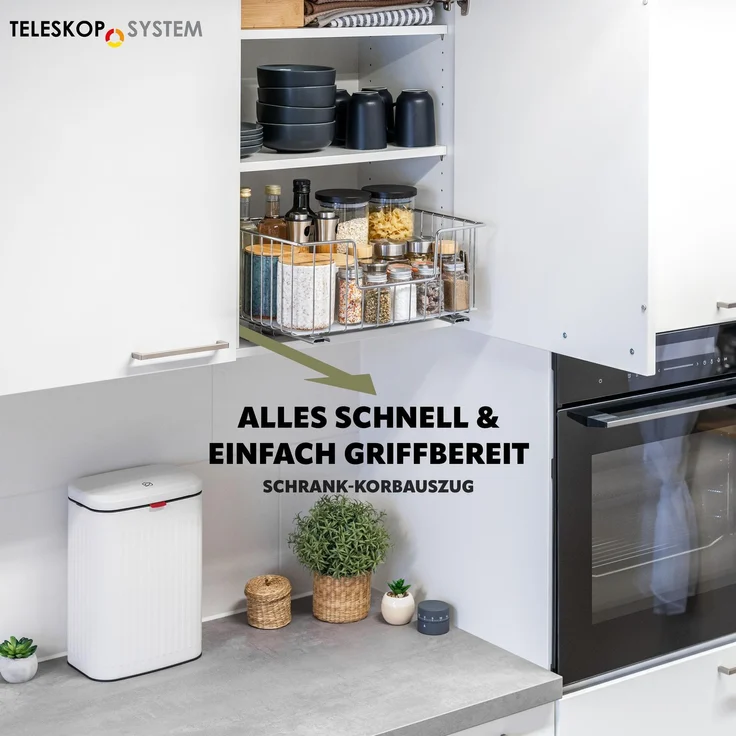 Korbauszug für Küchenoberschränke 40 cm Breite, chrom – Bild 2