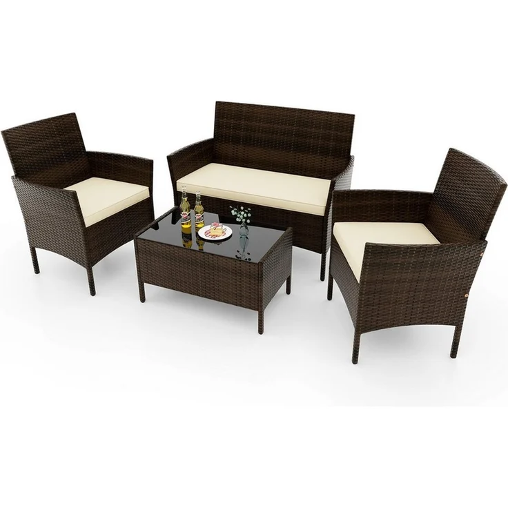 KOMFOTTEU Balkonset, Gartenmöbel Set mit 2-Sitzer Sofa, Tisch & 2 Stühlen – Bild 1