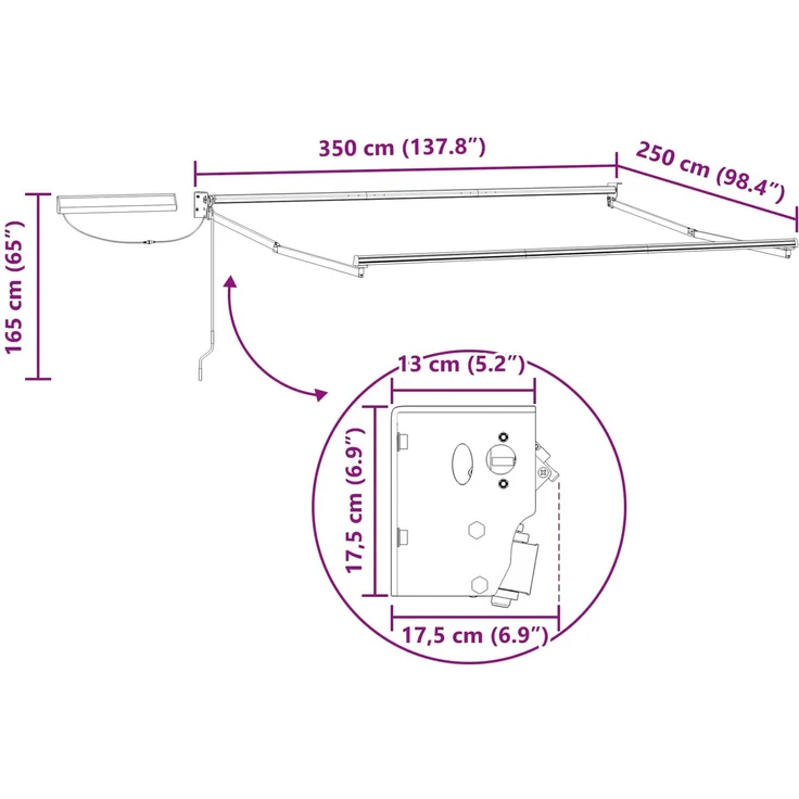 vidaXL Elektrische ausziehbare Markise Hellgrau 3,5x2,5 m 3419964 – Bild 10