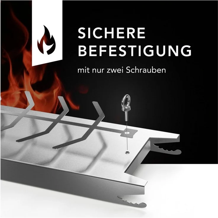 FANNOU Grillguthalter Flammlachsbrett Edelstahl 1er Set – für Feuerschale & Grill, (1-St), Flammlachshalter 52cm, 180 Grad drehbar, spülmaschinenfest – Bild 4