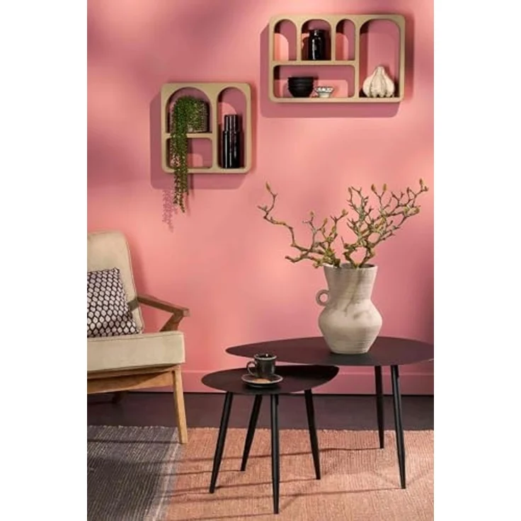 MICA Decorations Beistelltisch Jans - 80x60x47cm - Eisen - Schwarz - Set Van 2 – Bild 2