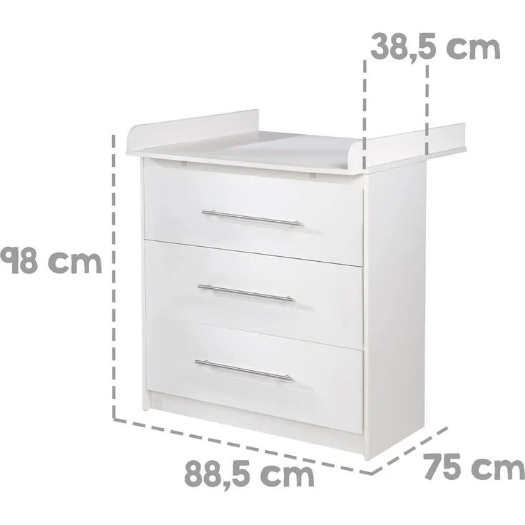 roba Zimmerset 'Maren' - 3-teilig - Gitterbett 70 x 140 cm - Wickelkommode schmal - Weiß – Bild 15