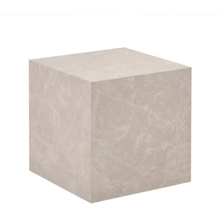 HOME DELUXE Couchtisch SELY - 50 x 50 x 50 cm, Travertin-Effekt, Marmoroptik Beistelltisch, Japandi – Bild 4
