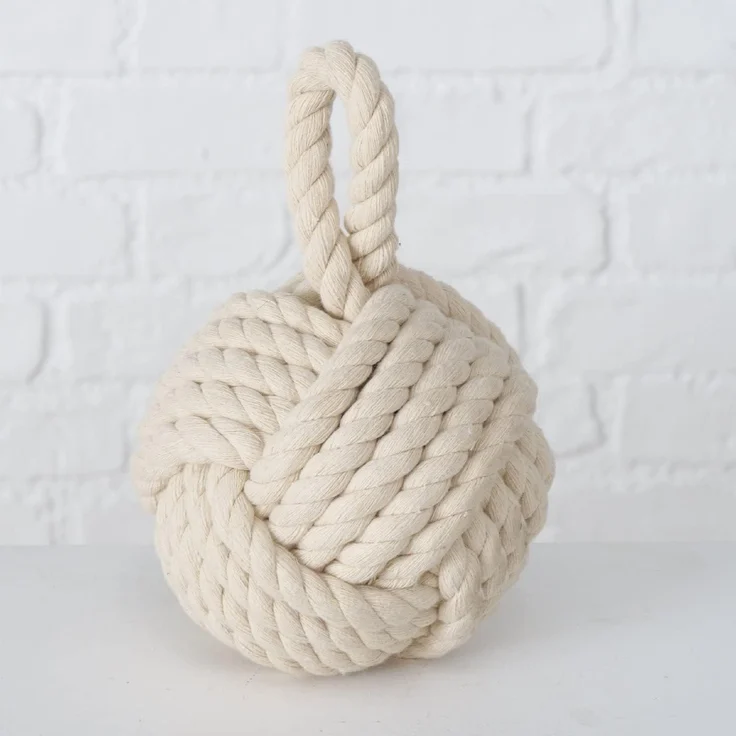 Boltze Türstopper Set Jute Knoten Natur Strick Kugel Stoff Boden 1,5 kg Gewicht mit praktischer Schlaufe (2er Set) – Bild 3