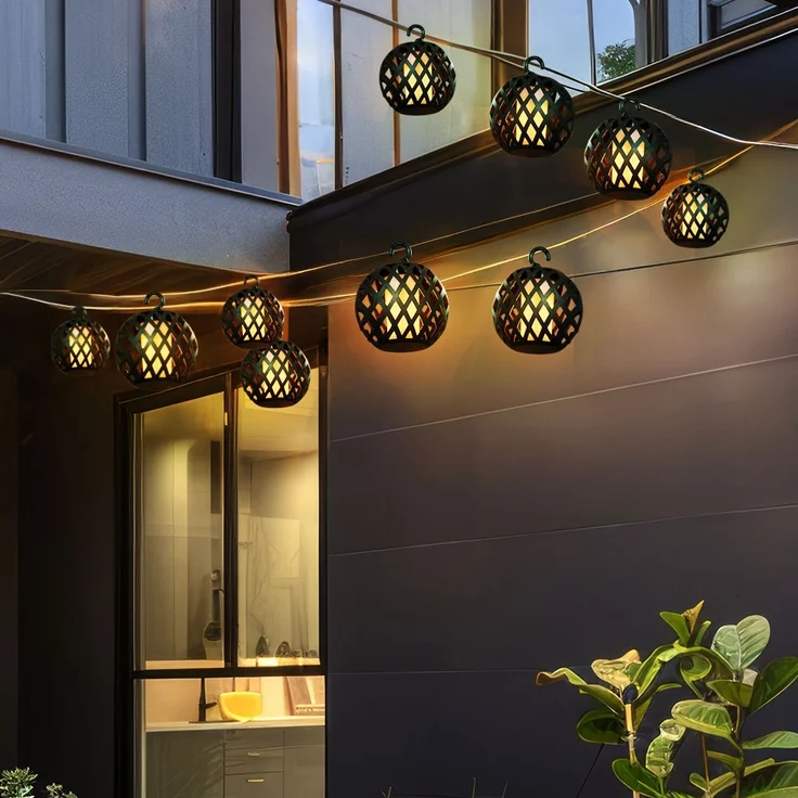 LED Solar Lichterkette, 8x Kugel, Flammen-Effekt, L 200 cm – Bild 7