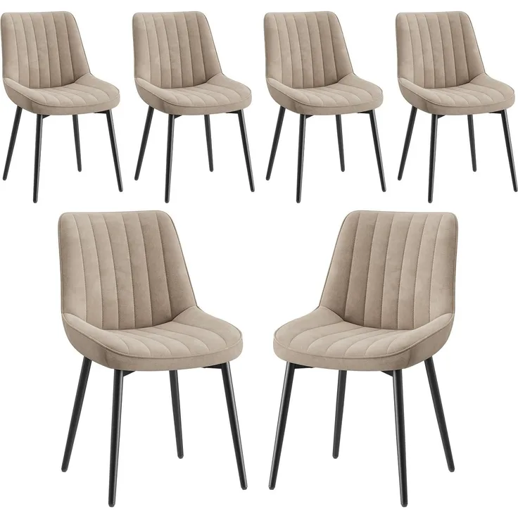 COLAMY Esszimmerstühle 6er Set aus technischem Stoff – Gepolsterte Stühle für Esszimmer & Küche mit Metallbeinen, Dickem Sitzpolster & Rutschfesten Füßen, Khaki