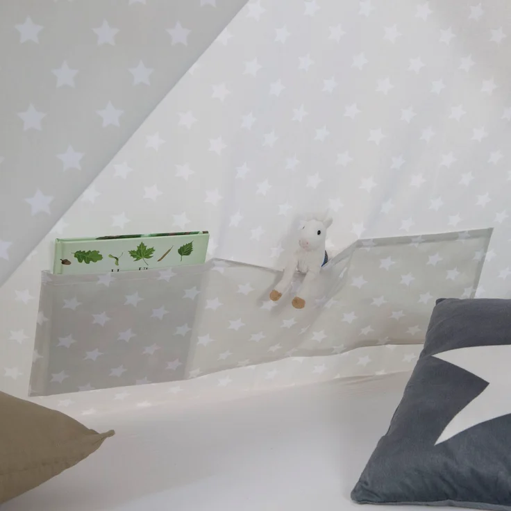 Kinderbett TIPI 90x200 Jugendbett weiß grau Holzbett Kinderzimmer Stoff – Bild 7