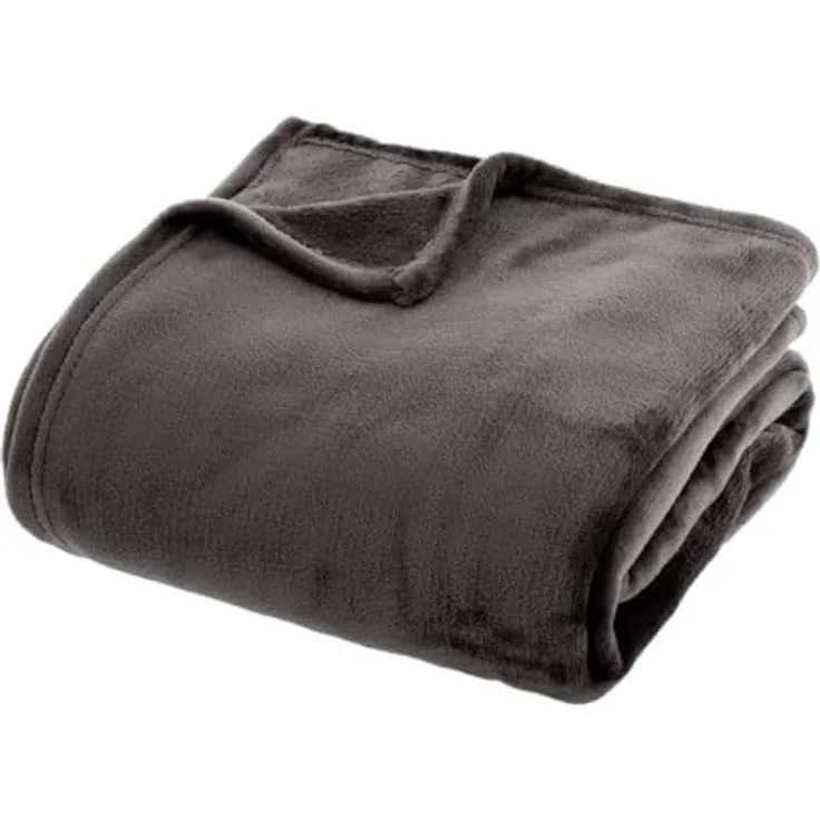 Atmosphera Createur d´interieur Fleecedecke, Uni, Anthrazit, 180x230 cm, aus strapazierfähigem Polyester, geeignet für skandinavische und moderne Innenräume