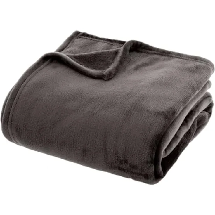 Atmosphera Createur d´interieur Fleecedecke, Uni, Anthrazit, 180x230 cm, aus strapazierfähigem Polyester, geeignet für skandinavische und moderne Innenräume – Bild 1