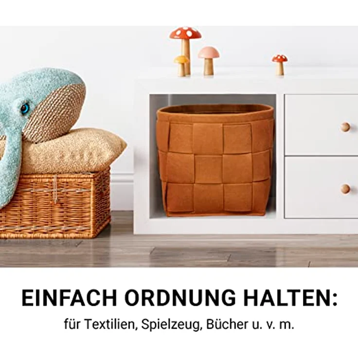 N8WERK Aufbewahrungskorb Filz 40cm rostbraun mit Henkel – Bild 7