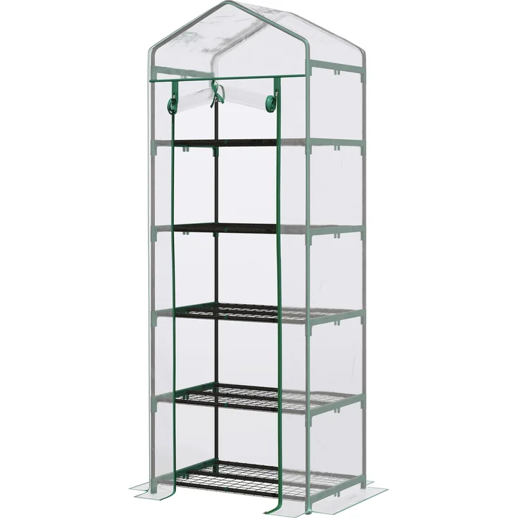 MELAYR, Gewächshaus für den Außenbereich mit 5-stufigen Regalen, 69 x 49 x 193 cm, Transparent – Bild 2