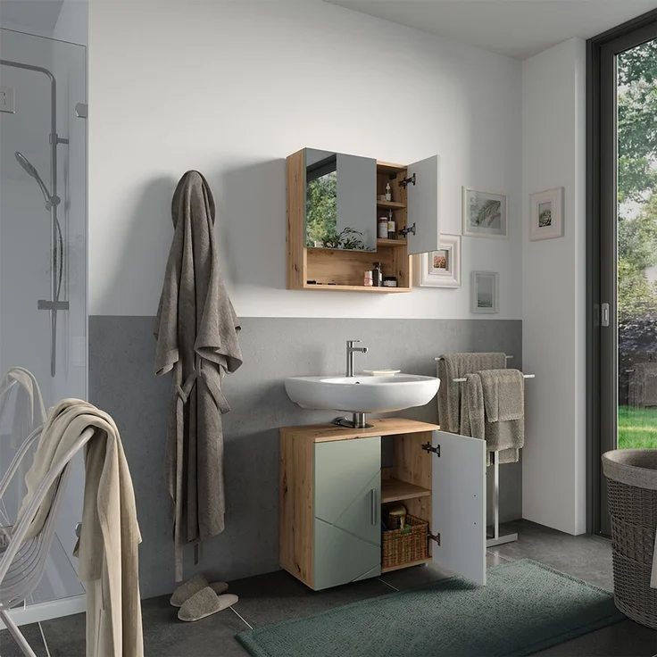 Badmöbel-Set Irma Salbeigrün 2 Teile Vicco – Bild 6