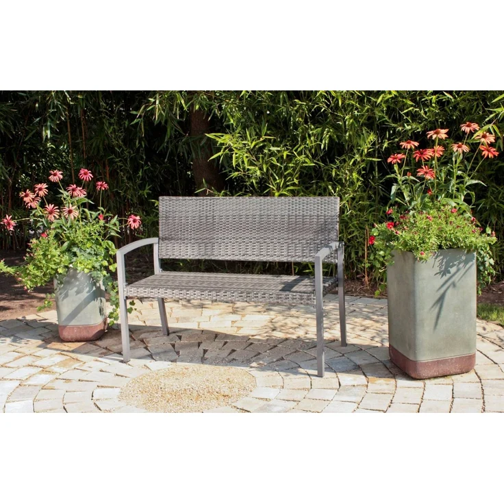 'SANREMO' Parkbank, Aluminium / Kunststoffgeflecht, Dunkelgrau, 87 x 60 x 116 cm – Bild 2