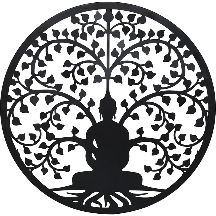 XXL Buddha Lebensbaum aus Metall Wanddeko Dekoration Wandbild Wandschmuck