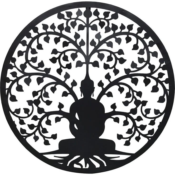 XXL Buddha Lebensbaum aus Metall Wanddeko Dekoration Wandbild Wandschmuck