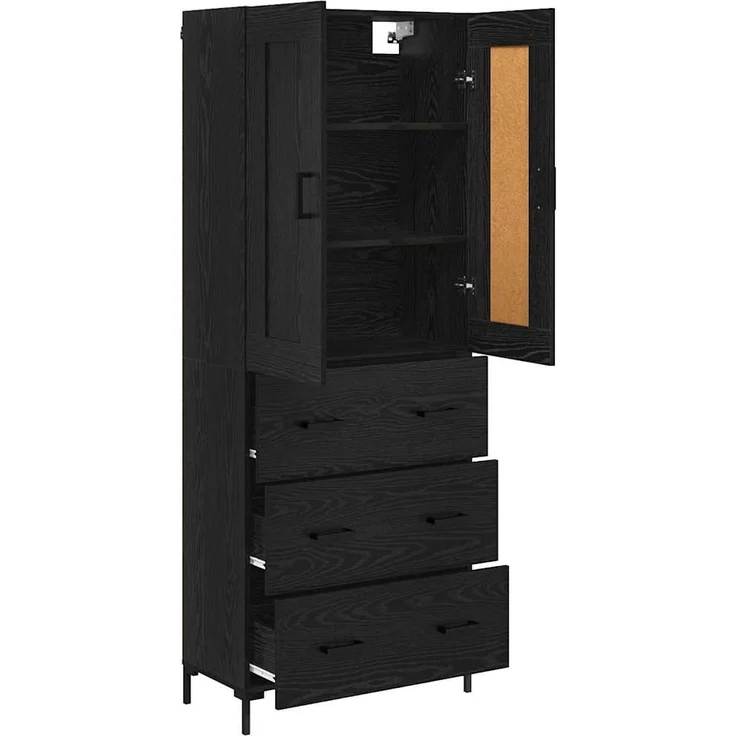 vidaXL Highboard 2 pcs Schwarz Eichen-Optik Holzwerkstoff 3416114 – Bild 4