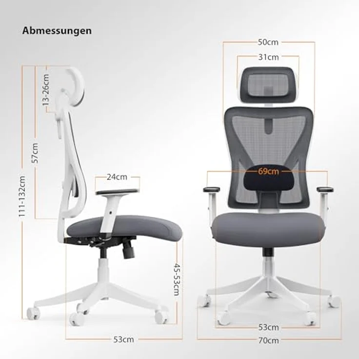 SENSE7 Tone Bürostuhl Ergonomisch, Schreibtischstuhl mit Dynamischer Lordosenstütze, Verstellbarer Kopfstütze, Atmungsaktivem Netzrücken, Komfortabler Office Chair für Büro, Home Office, Gaming – Bild 4