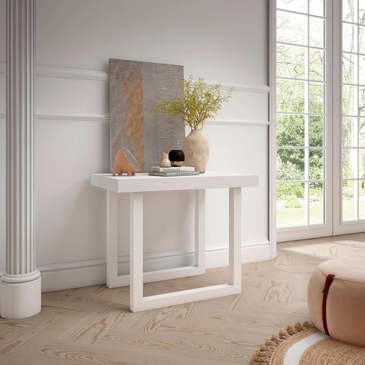 Skraut Home | Ausziehbarertisch | Multifunktionaler ausziehbarer | 180 | Für 8 Gäste | Massivholz Beine | Moderner Stil | Weiß – Bild 4