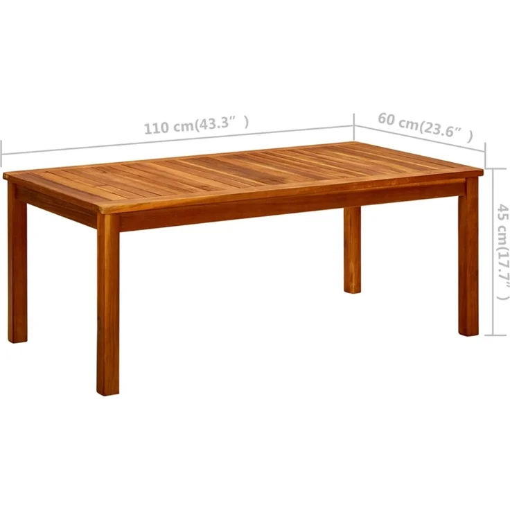 Garten-Couchtisch Terrassentisch, 110 x 60 x 45 cm Massivholz Akazie d5167e – Bild 7