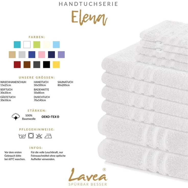 Lavea Duschtücher 4er Set Duschtuch 70 x 140 cm, Elena Frottee Handtücher, (Set, 4-St), Dusch-Handtuch, 500 g/m² Frottier, weich & saugstark, pflegeleicht – Bild 3