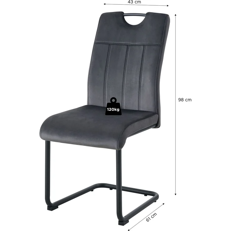 Schwinger-Stuhl 2er Set Lyon Stühle in Anthrazit - gemütliches Design - B/H/T: 43x98x61 cm – Bild 3
