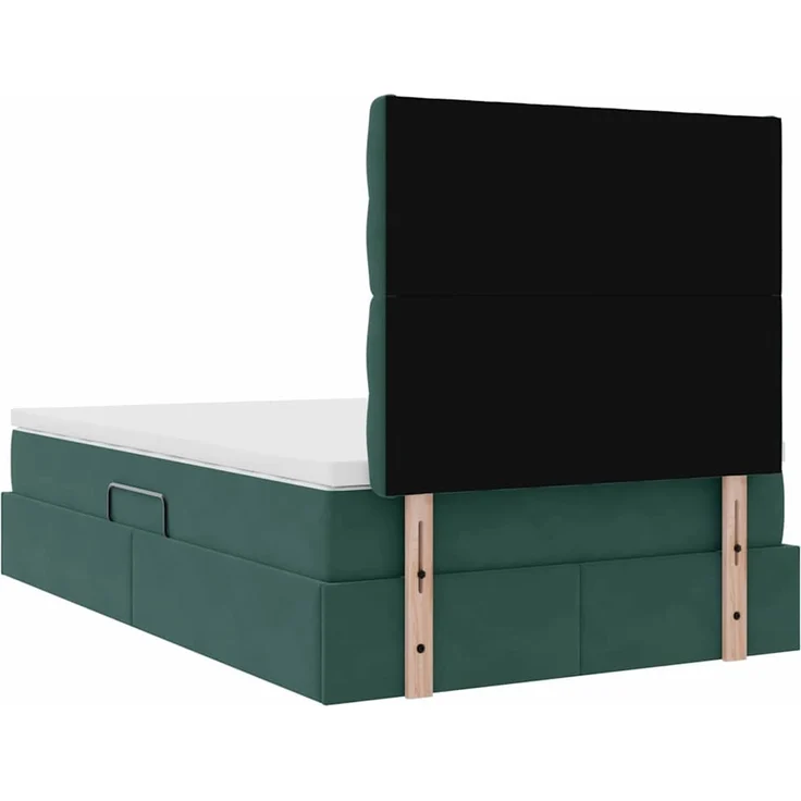 vidaXL Aufbewahrungsbett mit Matratze Dunkelgrün 120 x 190 cm Samt 3372078 – Bild 11