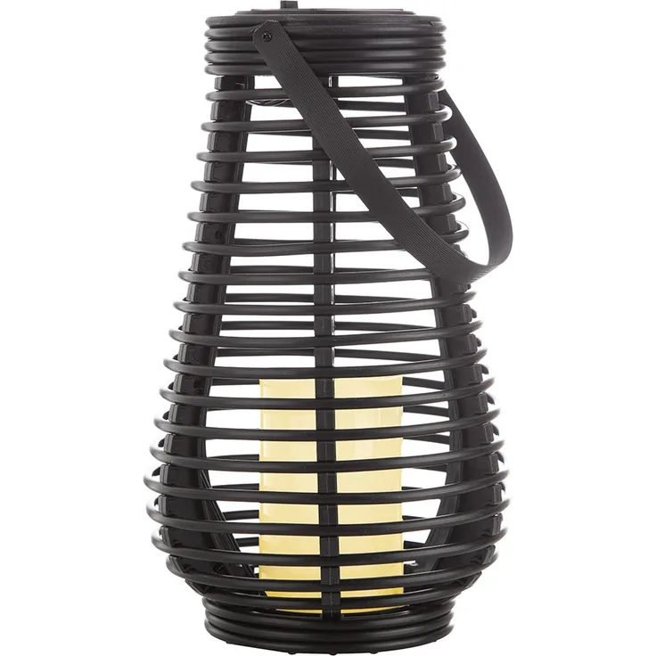 LED Solarlampe, Feuer-Effekt, Henkel, schwarz, H 26 cm