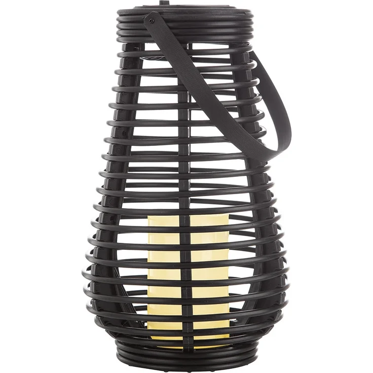 LED Solarlampe, Feuer-Effekt, Henkel, schwarz, H 26 cm – Bild 1