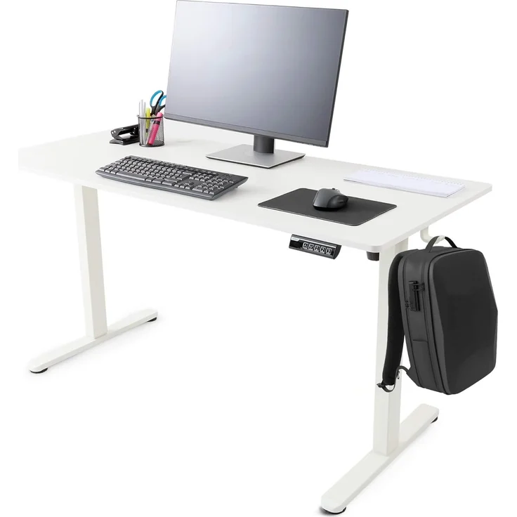 Arebos Schreibtisch Computer-Bürotisch 140 x 60 cm, elektrisch Memory-Funktion, 72-118 cm höhenverstellbar, Hebekapazität: 50 kg – Bild 1