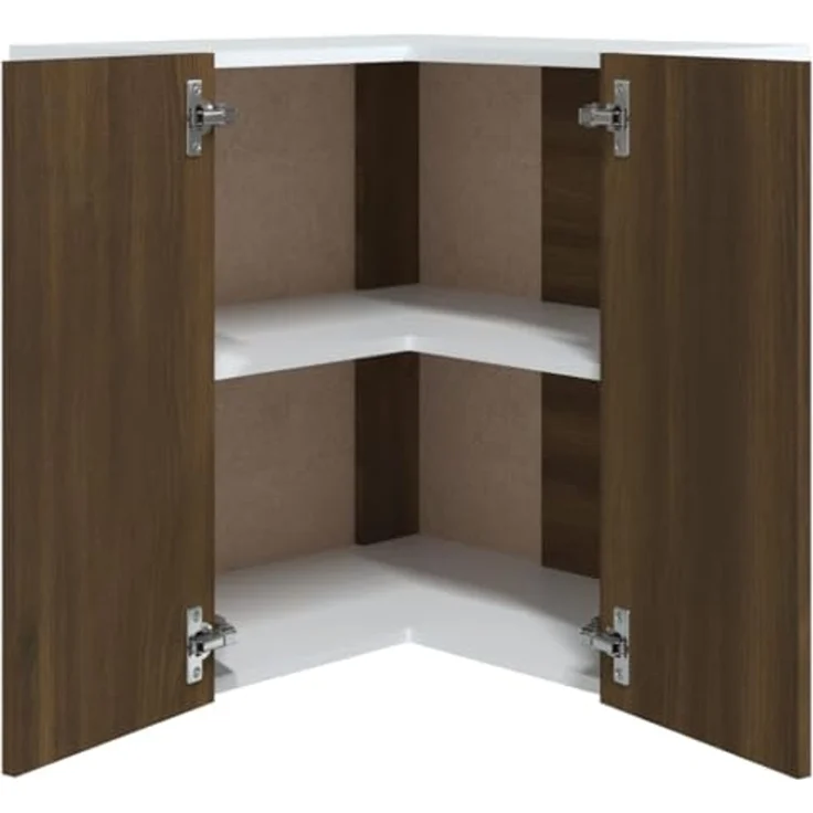 vidaXL Eck Hängeschrank, Wandschrank für Küche, Eckschrank mit viel Stauraum, Küchenschrank Schwebeschrank Küchenmöbel, Braun Eichen-Optik Holzwerkstoff – Bild 7