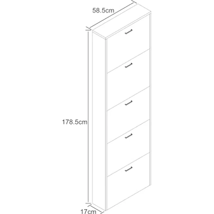 MID.YOU Schuhschrank Sulos, Honigeiche, stehend, Kunststoff, 59x179x17 cm, Schuhaufbewahrung – Bild 3
