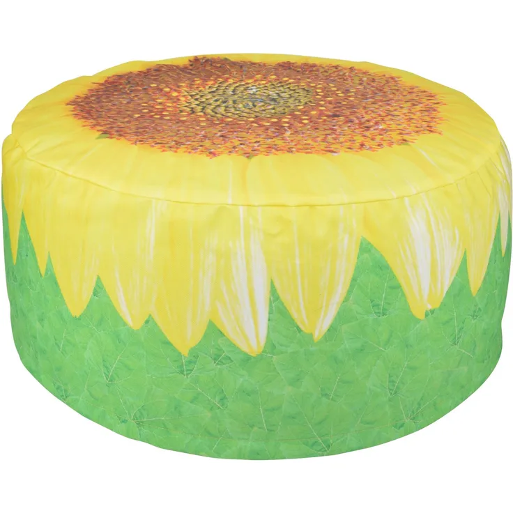 Esschert Outdoor Sitz Kissen SONNENBLUME 58 x 33 cm Pouf Hocker Aufblasbar Blume