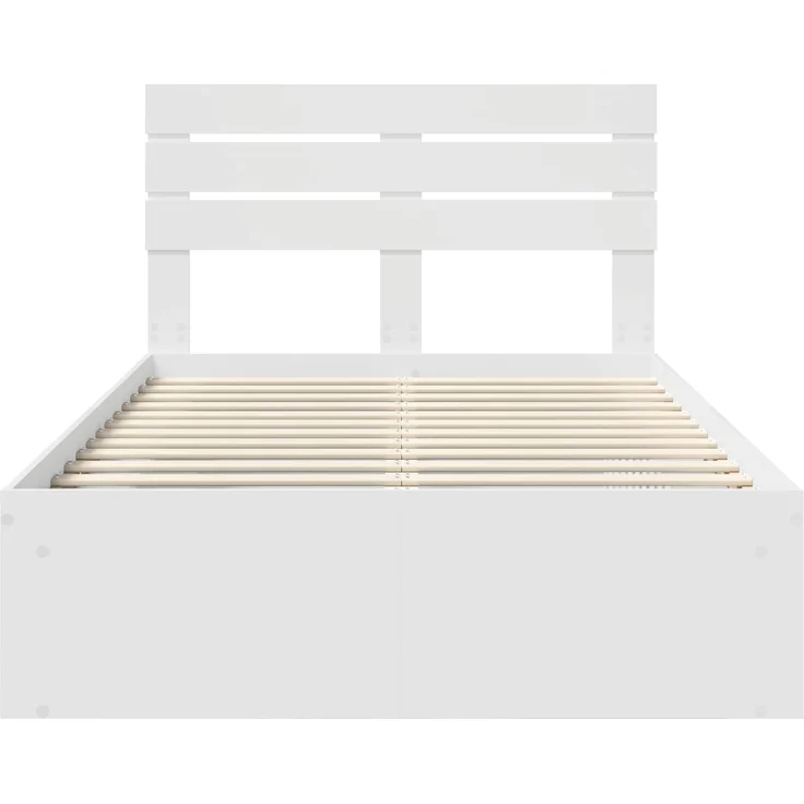 vidaXL Bettrahmen mit Kopfteil Weiß 120 x 190 cm Massives Kiefernholz 3411439 – Bild 6